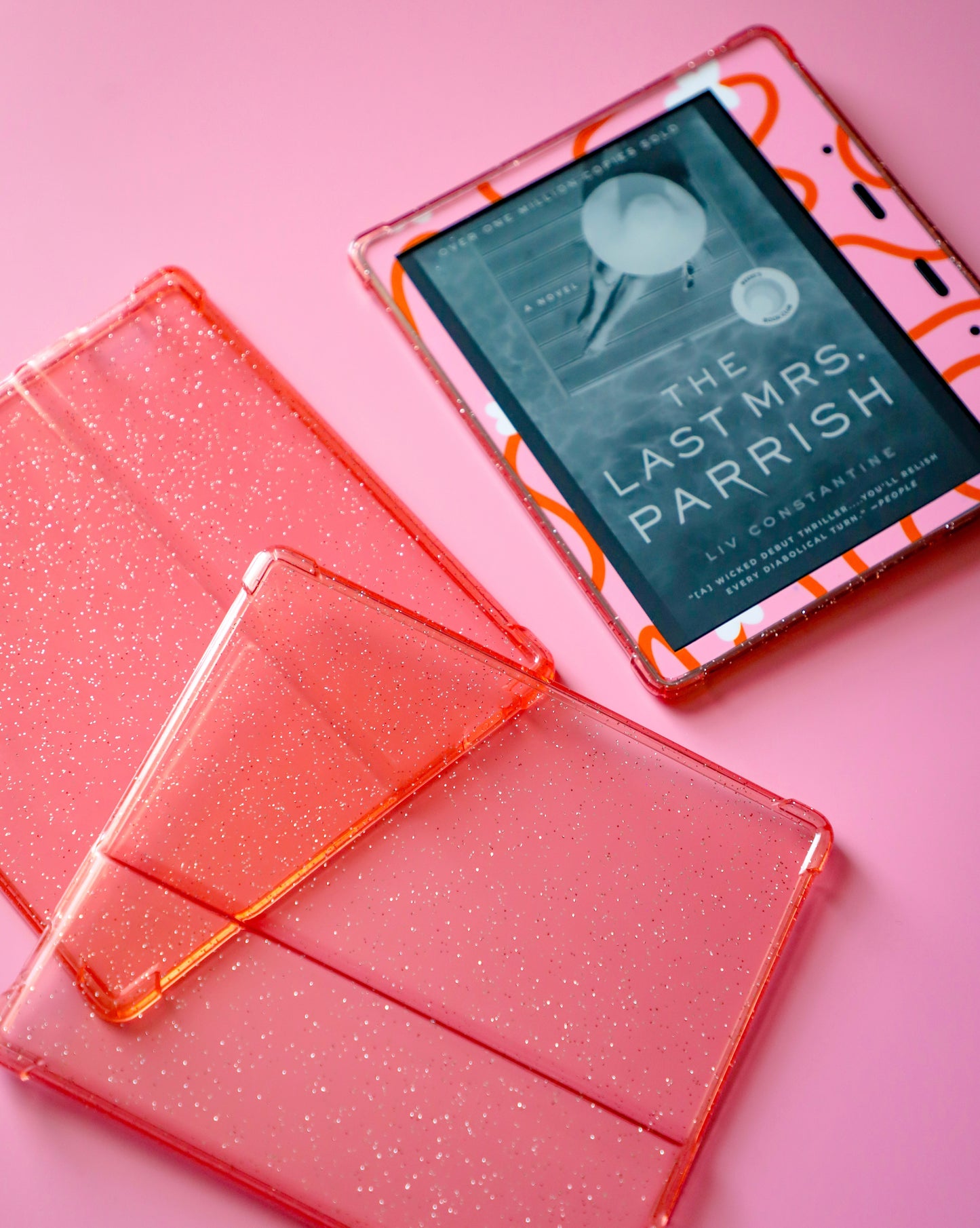 Kindle Oasis Case - Transparent Pink Glitter