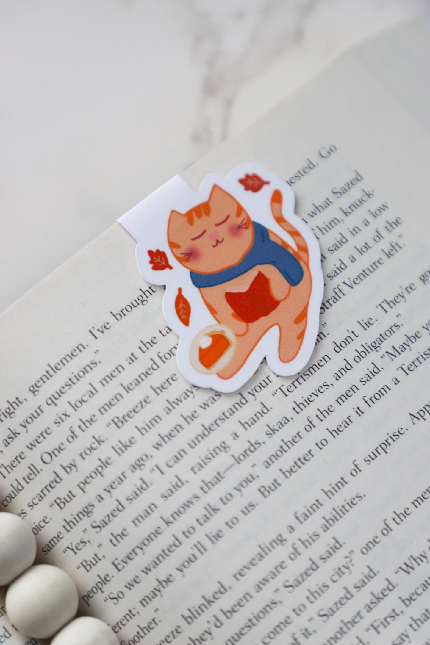 Fall Loving Cat Magnetic Bookmark