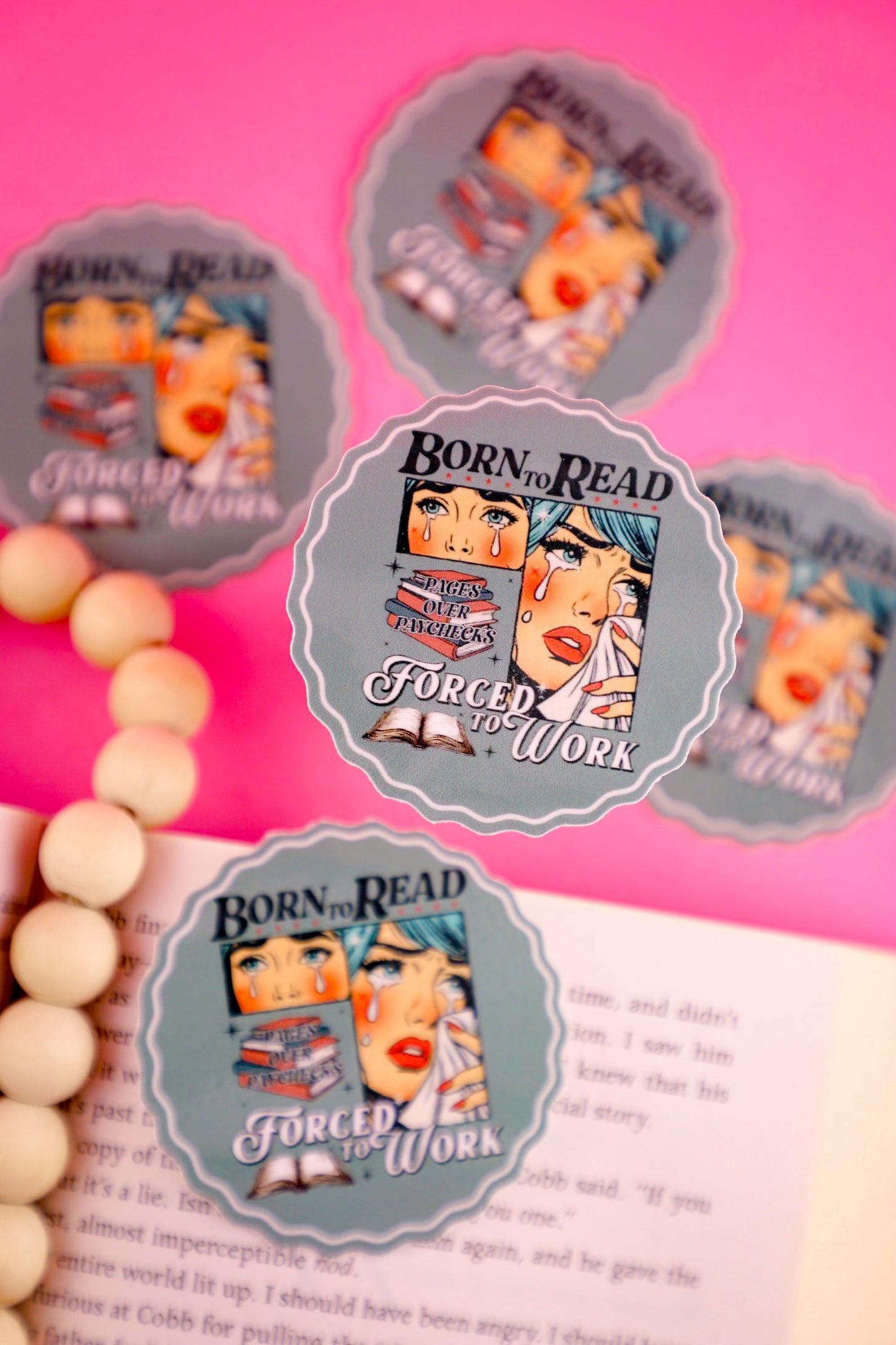 Born To Read Forced To Work Sticker