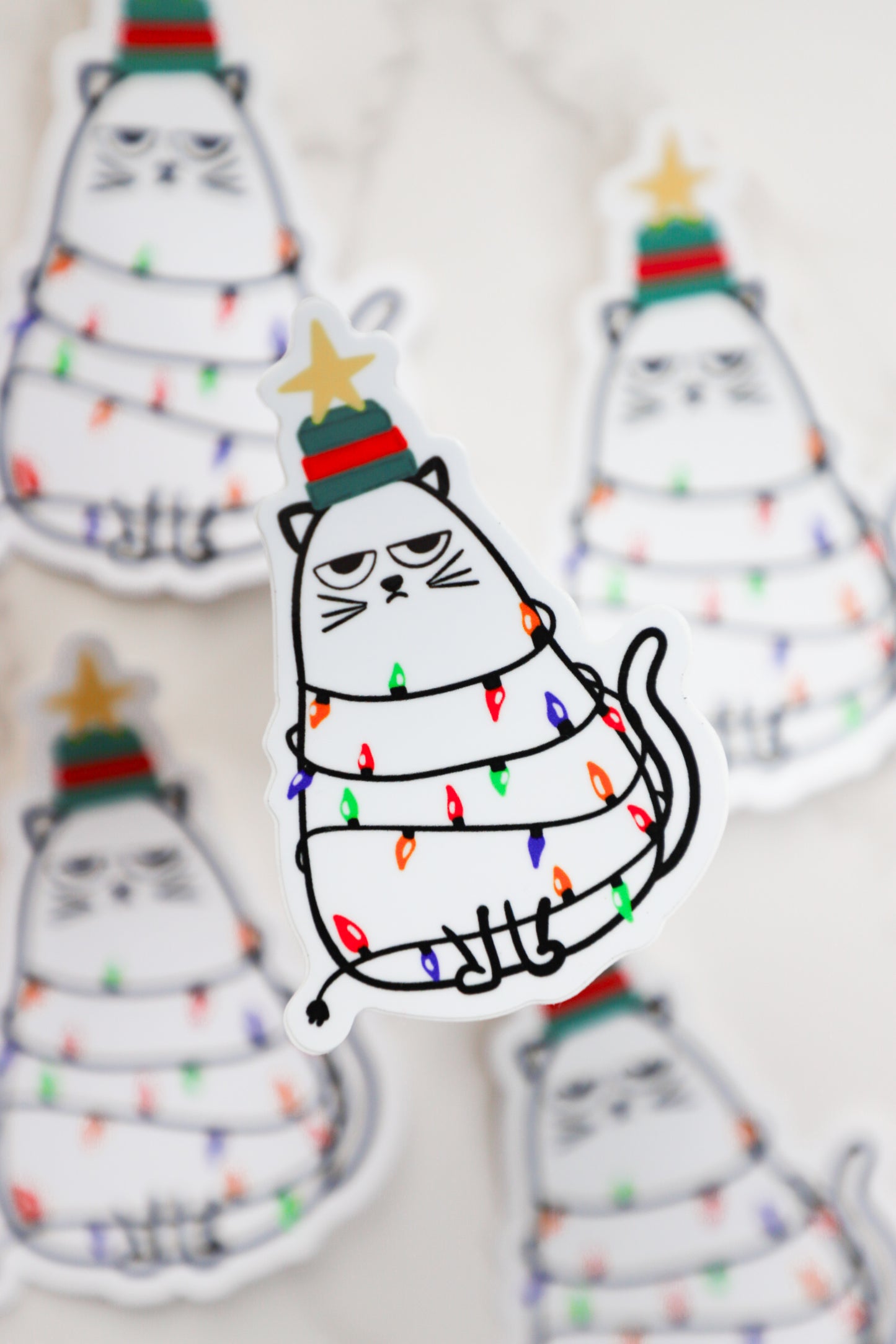 Grumpy Christmas Cat Sticker