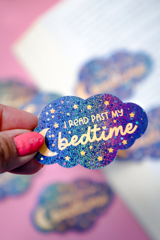 I Read Past My Bedtime Glitter Sticker