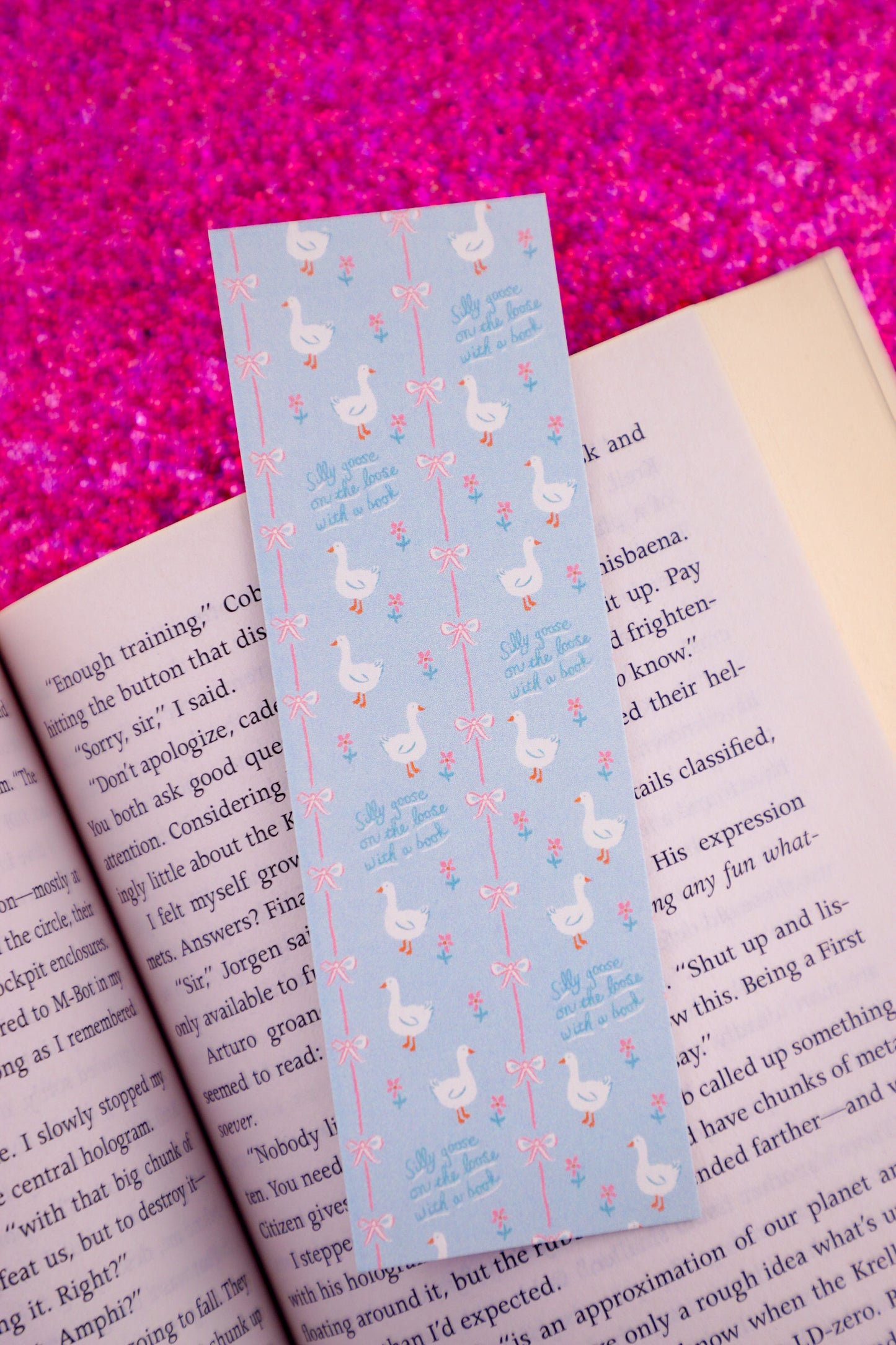 Silly Goose on the Loose with a Book Bookmark