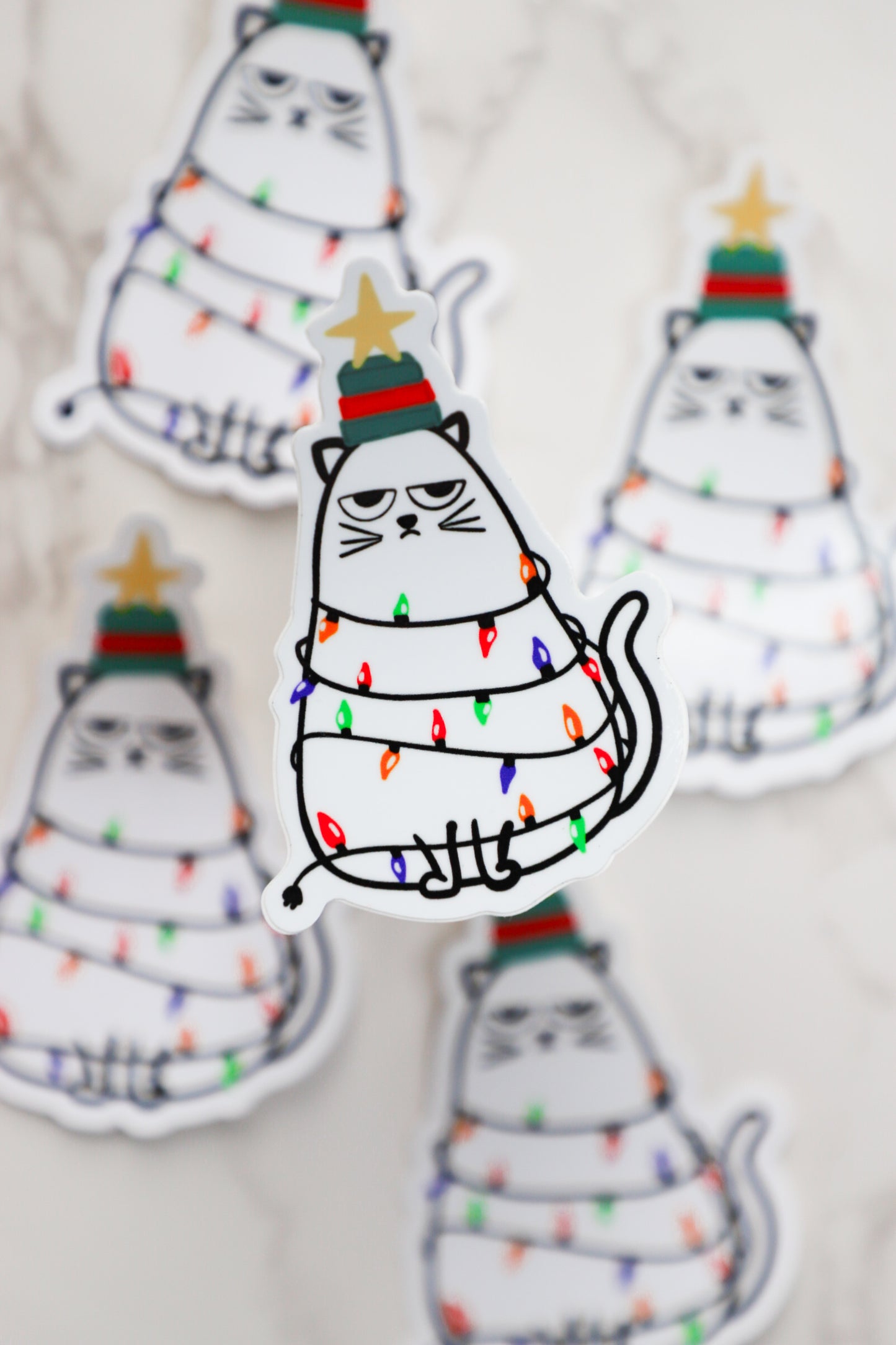 Grumpy Christmas Cat Sticker