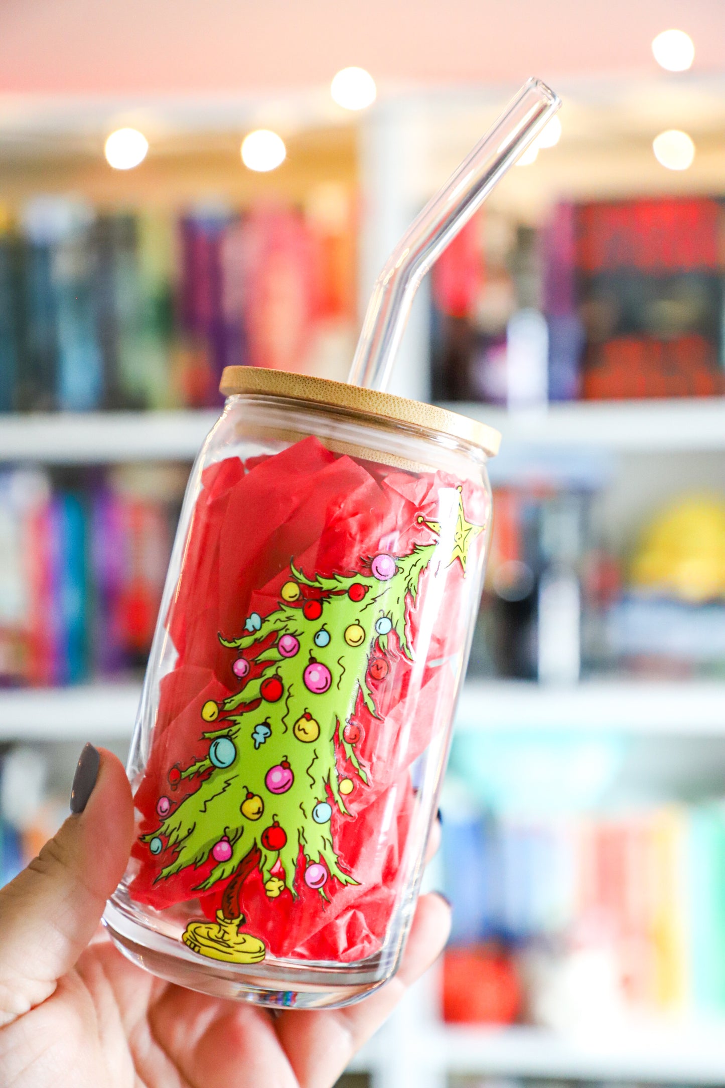 Grinch Christmas Tree Glass Cup