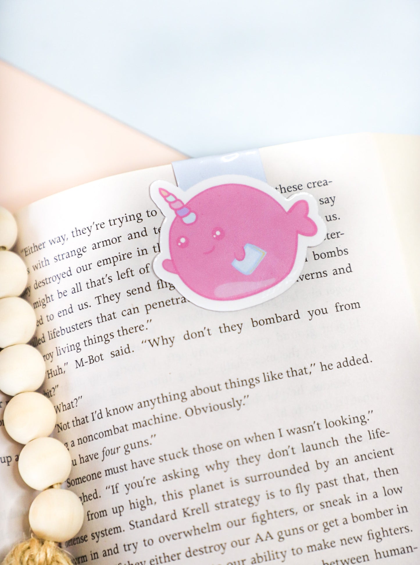 Pink Narwhal Magnetic Bookmark
