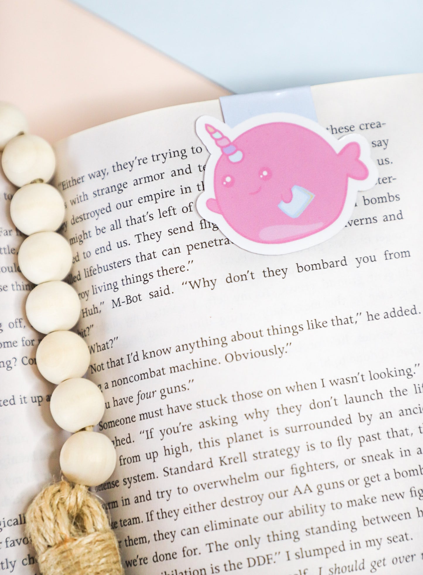 Pink Narwhal Magnetic Bookmark