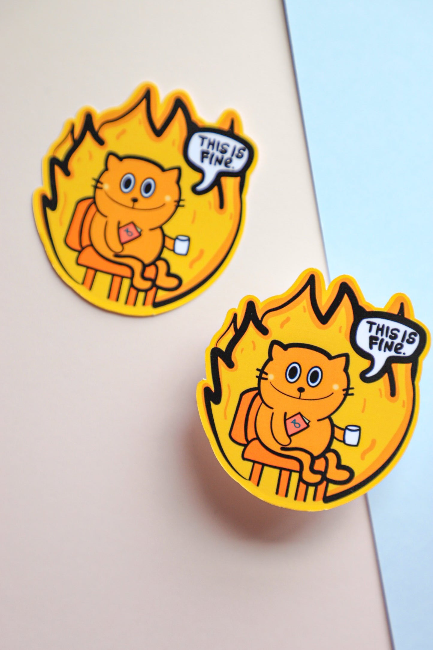 This Is Fine Cat Sticker