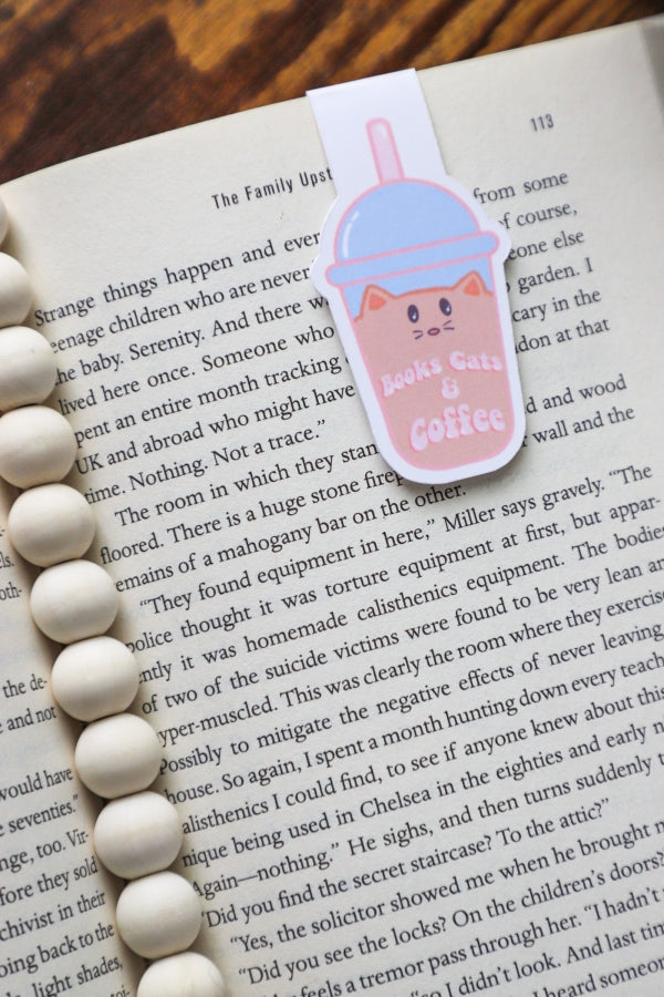 Books Cats & Coffee Magnetic Bookmark