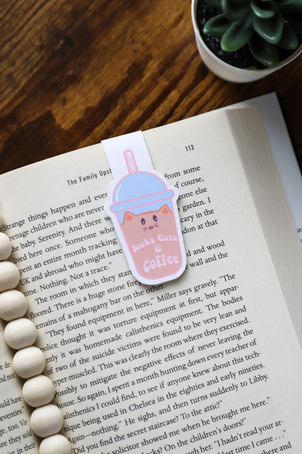 Books Cats & Coffee Magnetic Bookmark