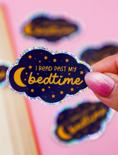 I Read Past My Bedtime Glitter Sticker