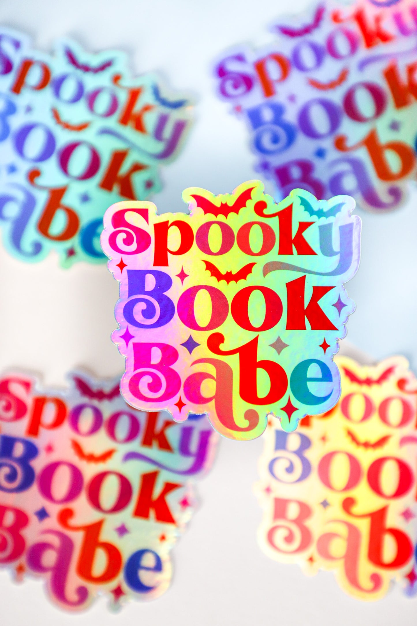 Spooky Book Babe Holographic Sticker