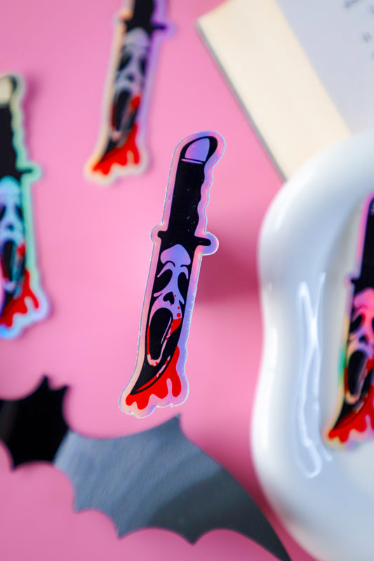 Scream Knife Holographic Sticker