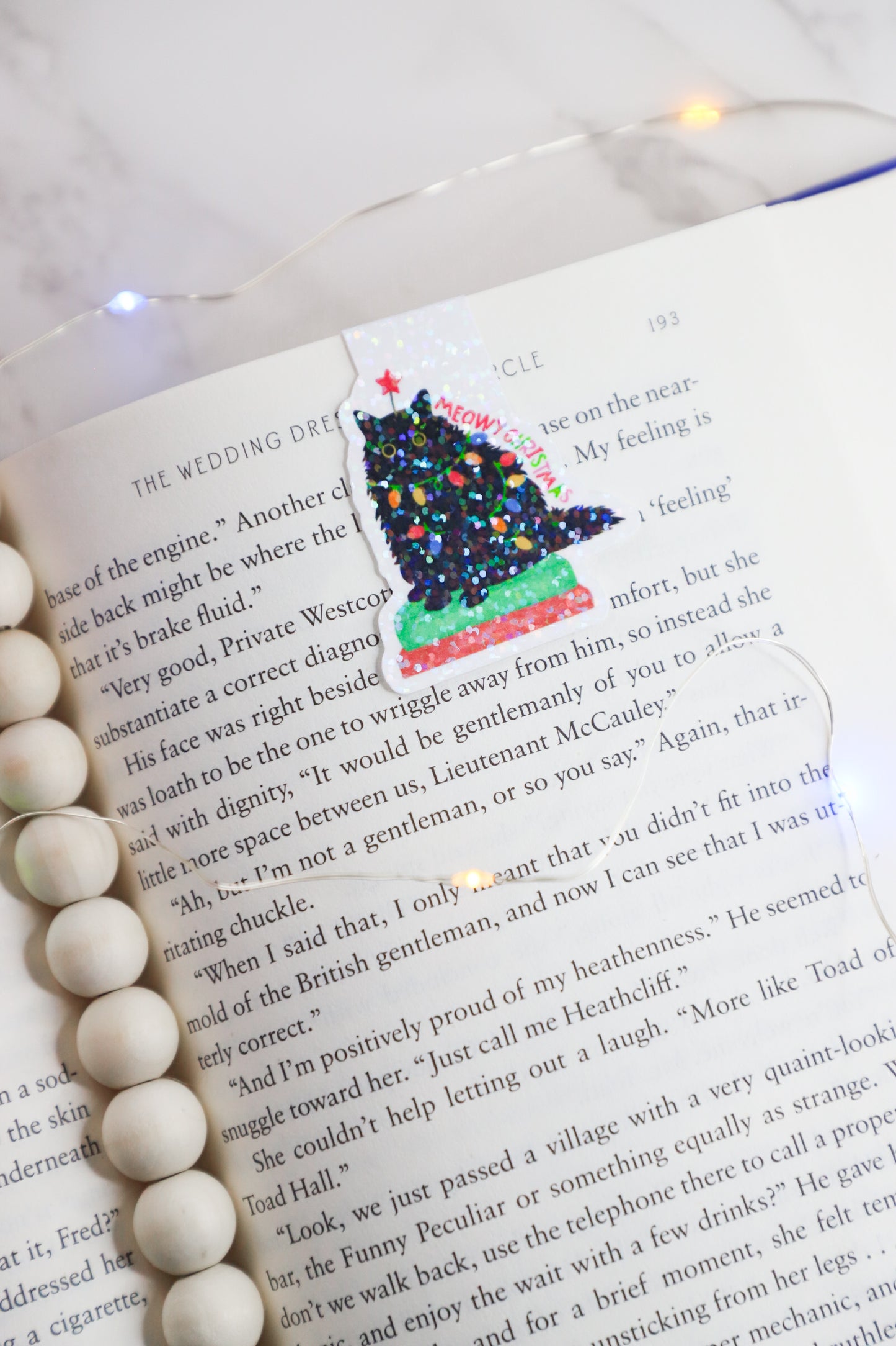 Meowy Christmas Glitter Magnetic Bookmark