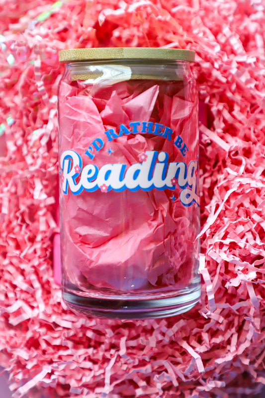 I'd Rather Be Reading Glass Can Cup