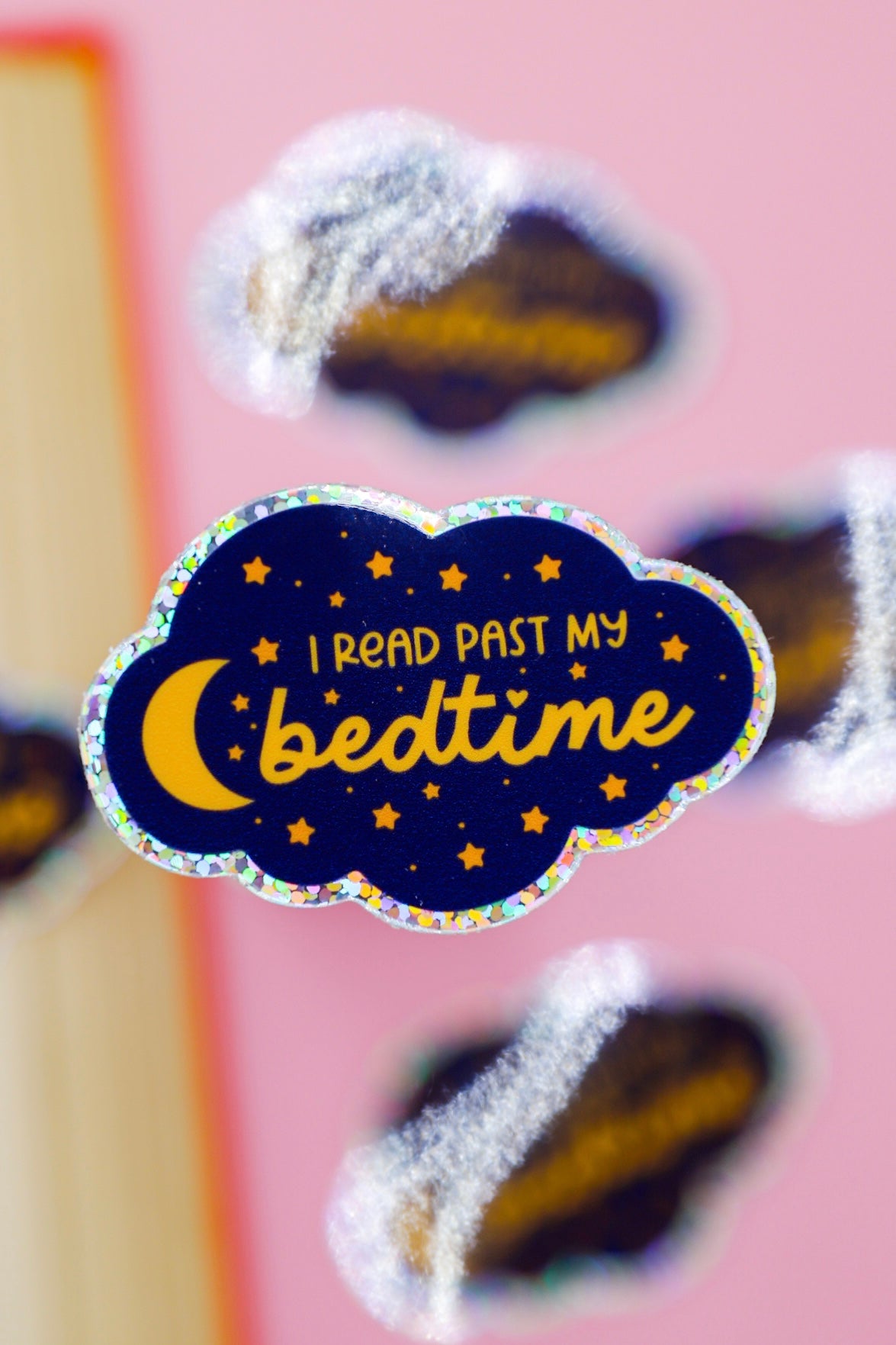 I Read Past My Bedtime Glitter Sticker
