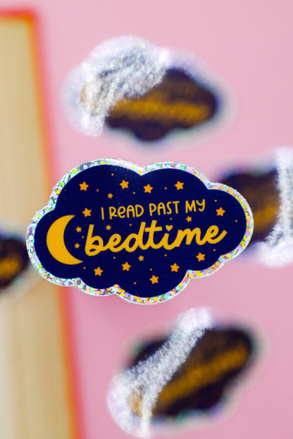I Read Past My Bedtime Glitter Sticker