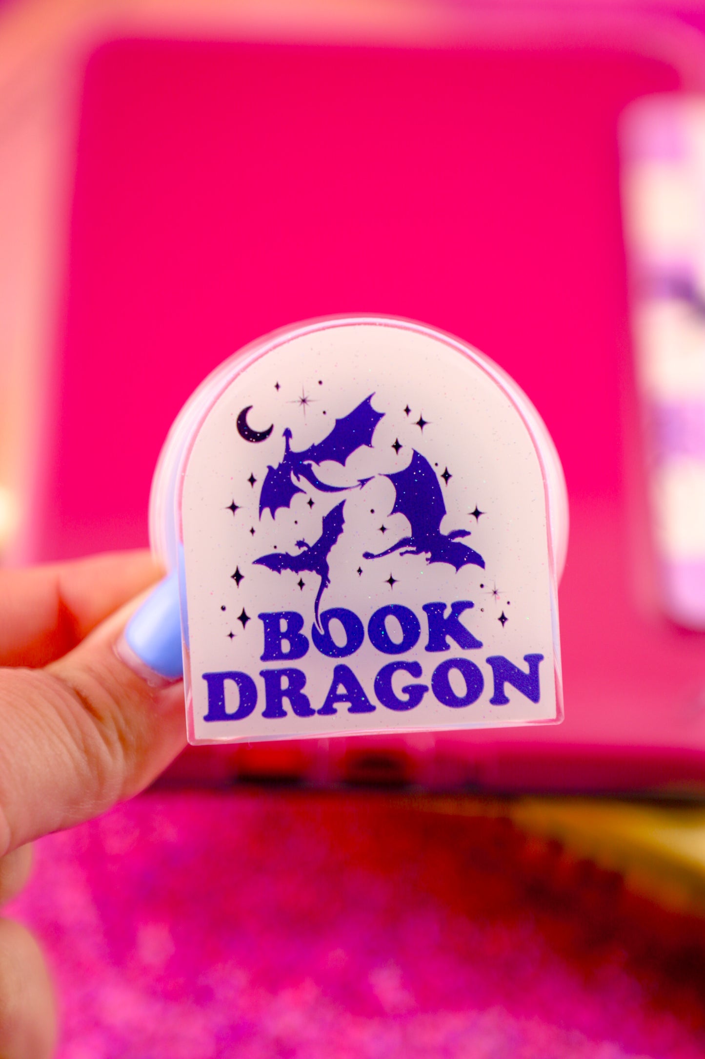 Book Dragon Glitter Phone Grip