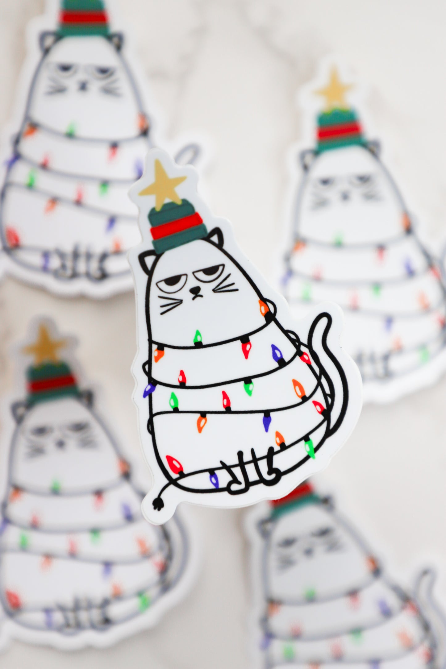 Grumpy Christmas Cat  Sticker