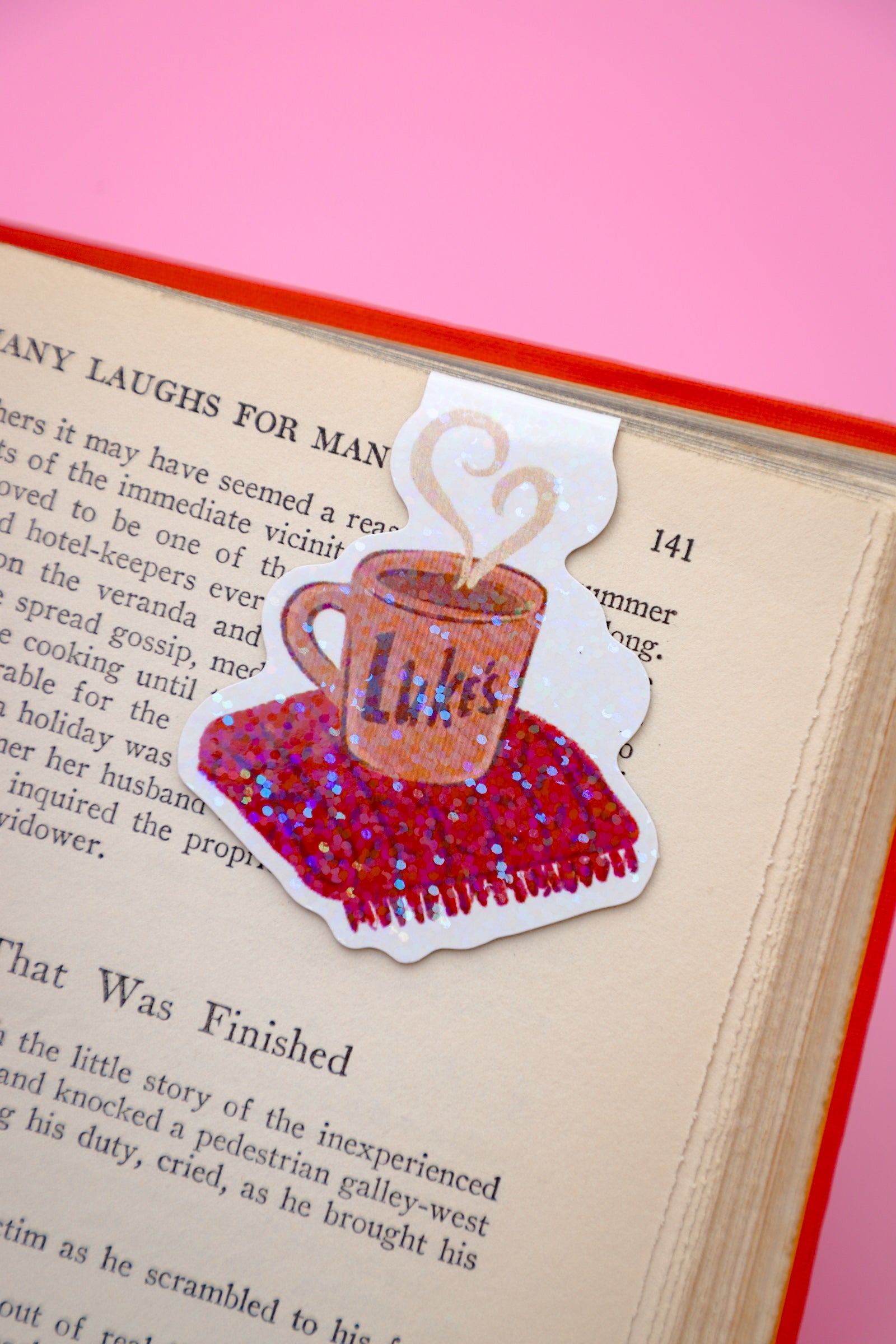 Small Town Coffee to Go Glitter Magnetic Bookmark