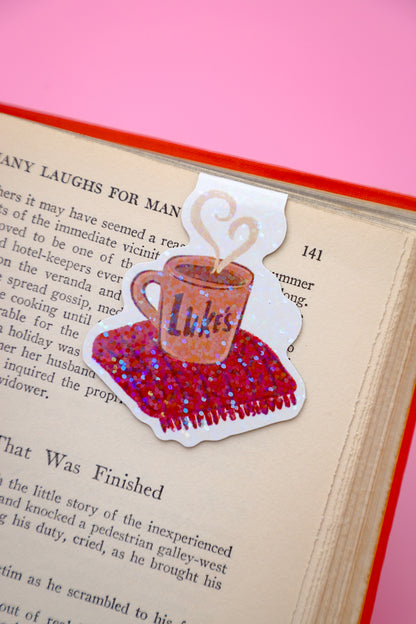 Small Town Coffee to Go Glitter Magnetic Bookmark