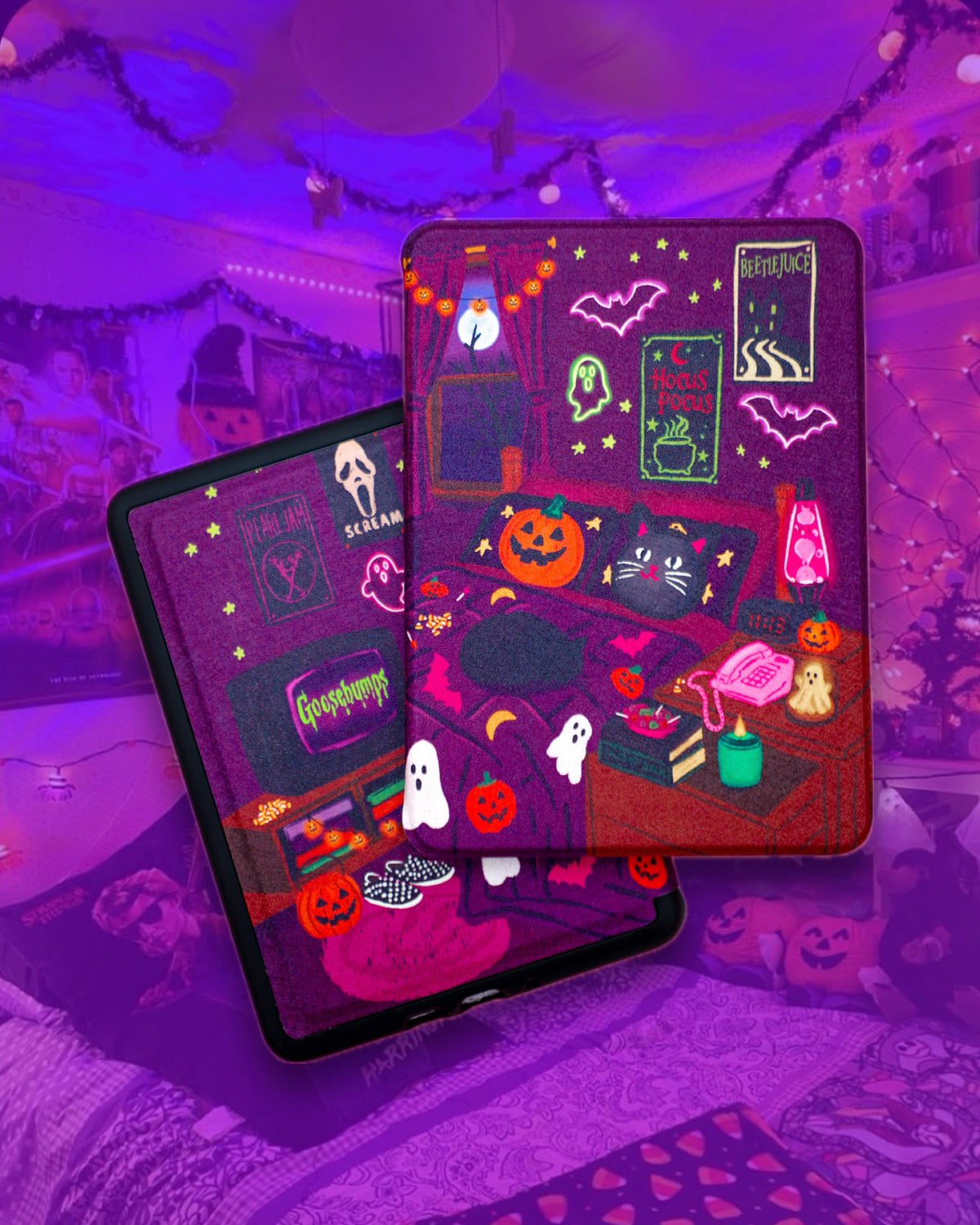 90s Halloween Bedroom Kindle Case