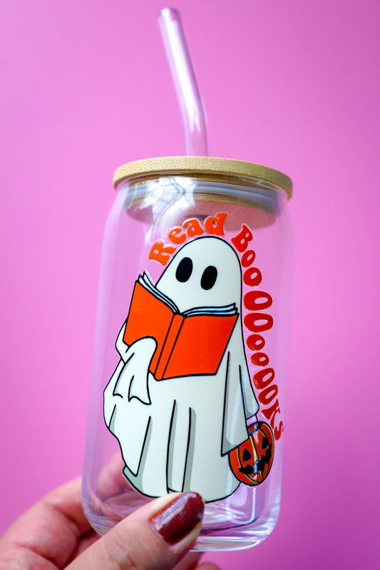 Read Booooks Ghost Glass Can Cup