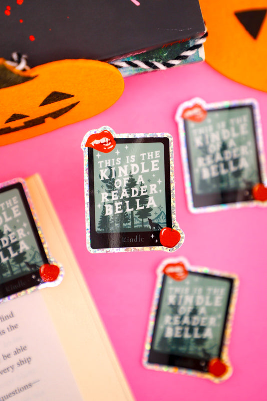 This Is The Kindle Of A Reader Bella Glitter Sticker