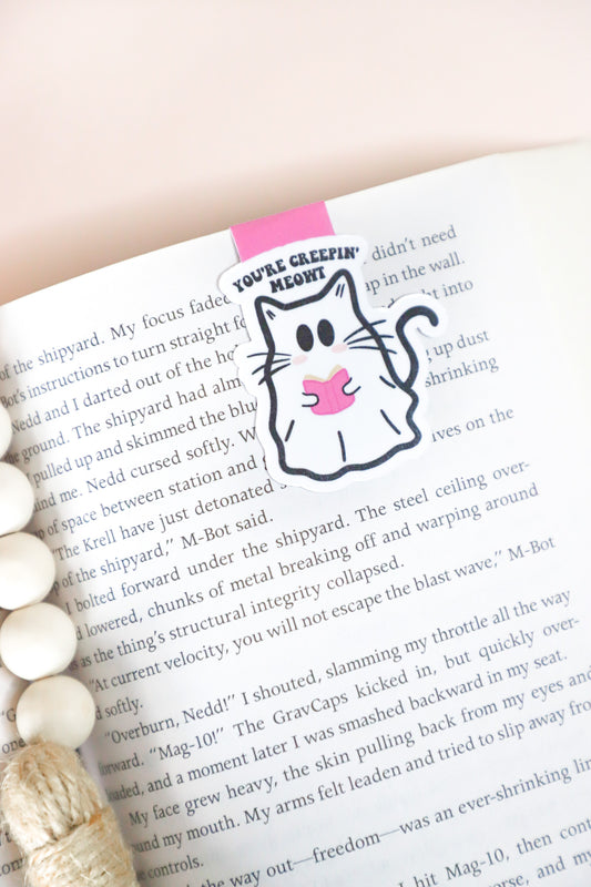 You're Creepin Meowt Ghost Cat Magnetic Bookmark