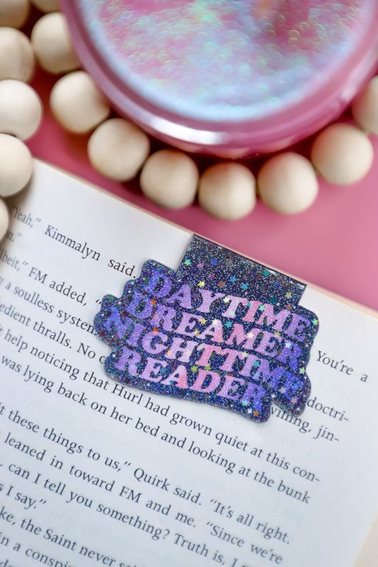 Daytime Dreamer Nightime Reader Glitter Magnetic Bookmark