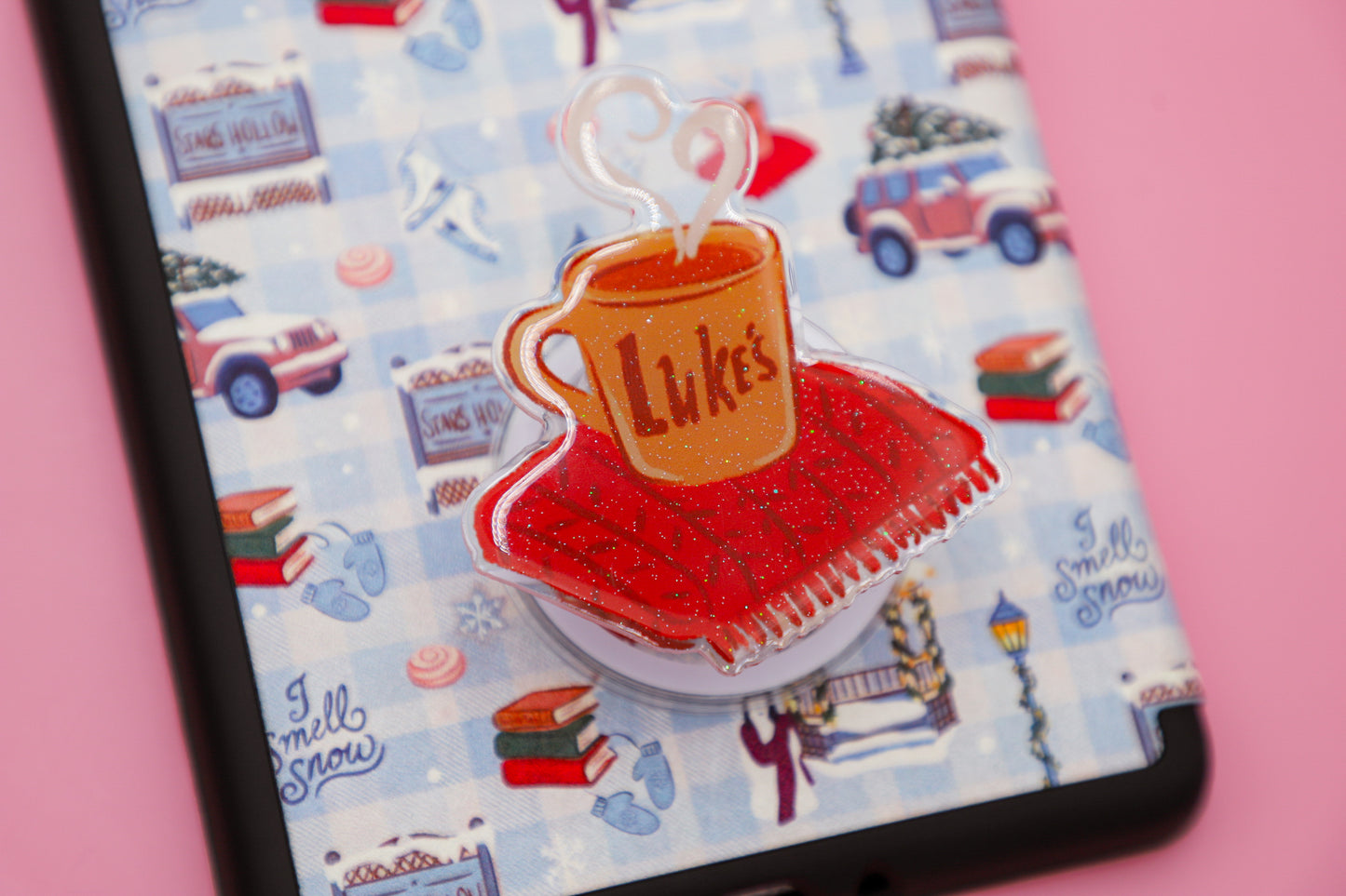 Small Town Coffee to Go Glitter MagSafe Phone Grip