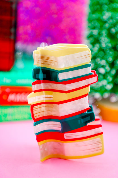 Large Christmas Book Stack Hair Claw