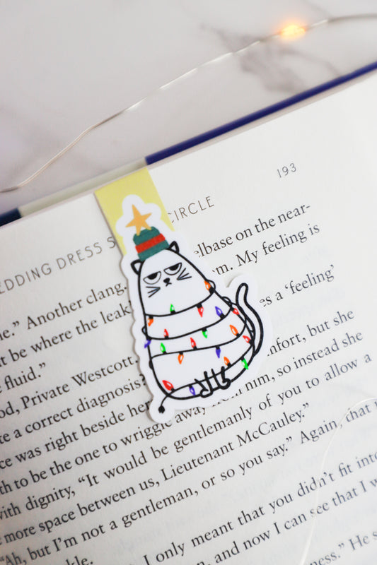 Grumpy Christmas Cat Magnetic Bookmark