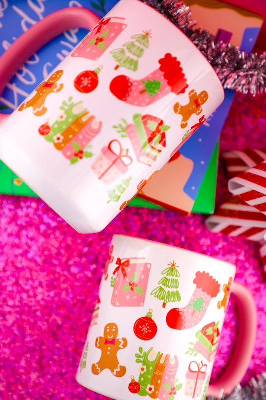 Pink Bookmas Mug