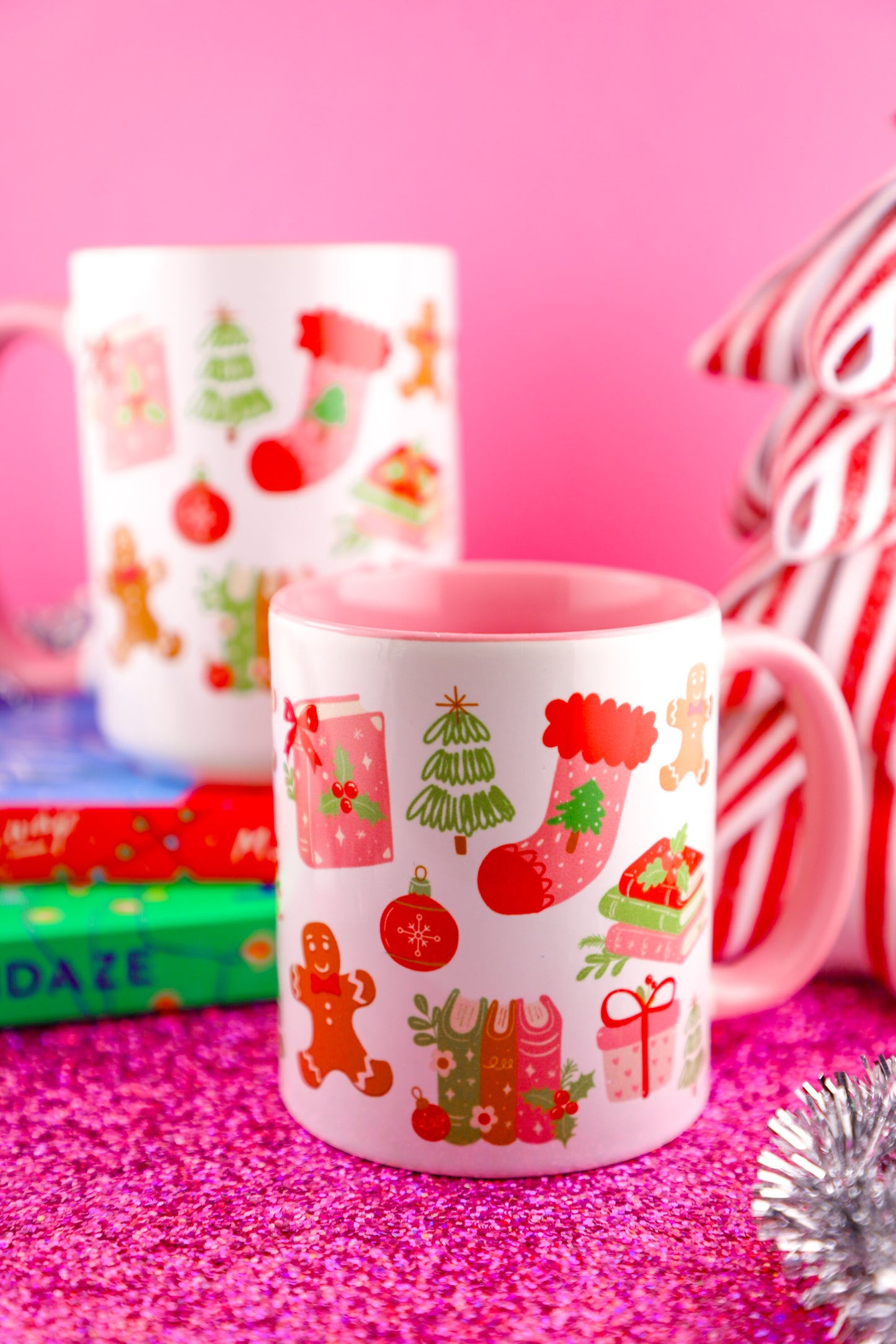 Pink Bookmas Mug