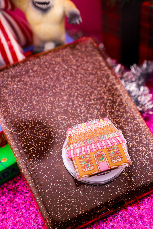 Gingerbread Bookshop Glitter Phone Grip