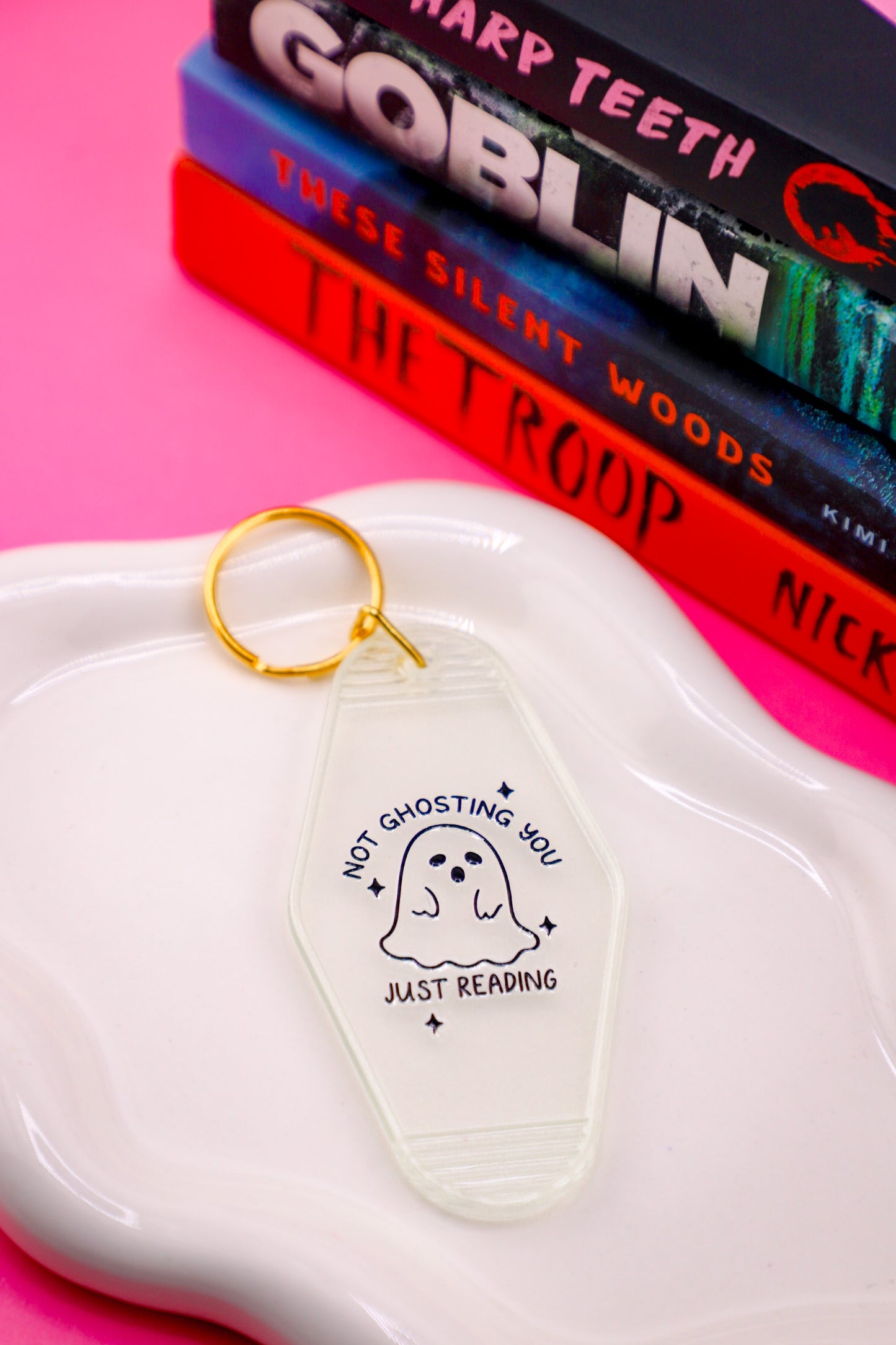 Not Ghosting You Just Reading Glow In The Dark Keychain