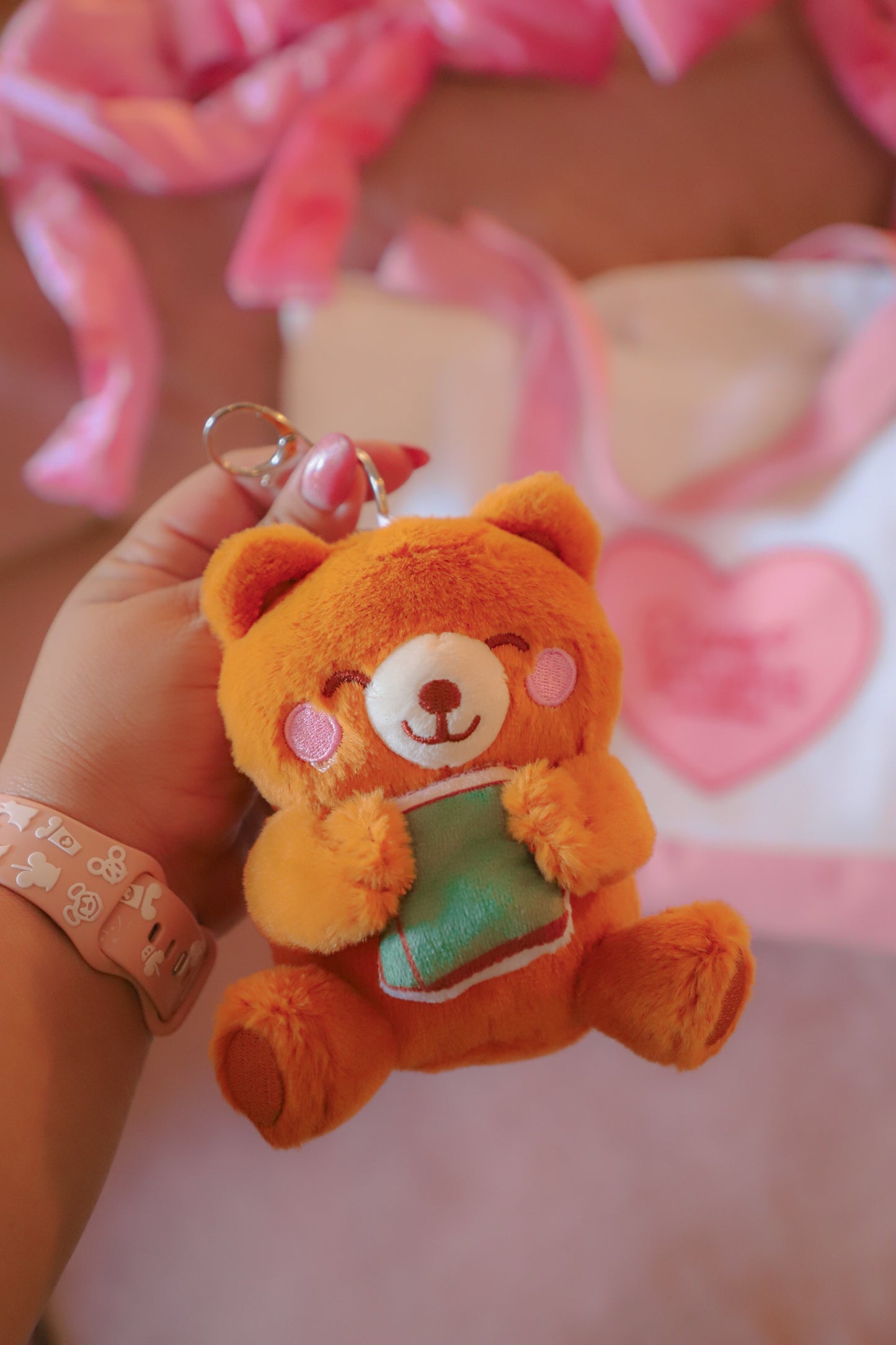 Bookish Teddy Bear Keychain Plushie