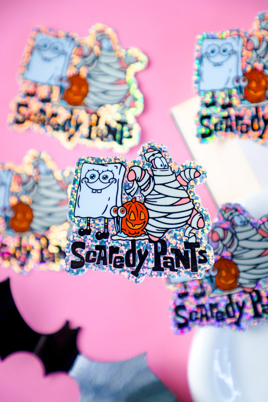 Scaredy Pants Glitter Sticker