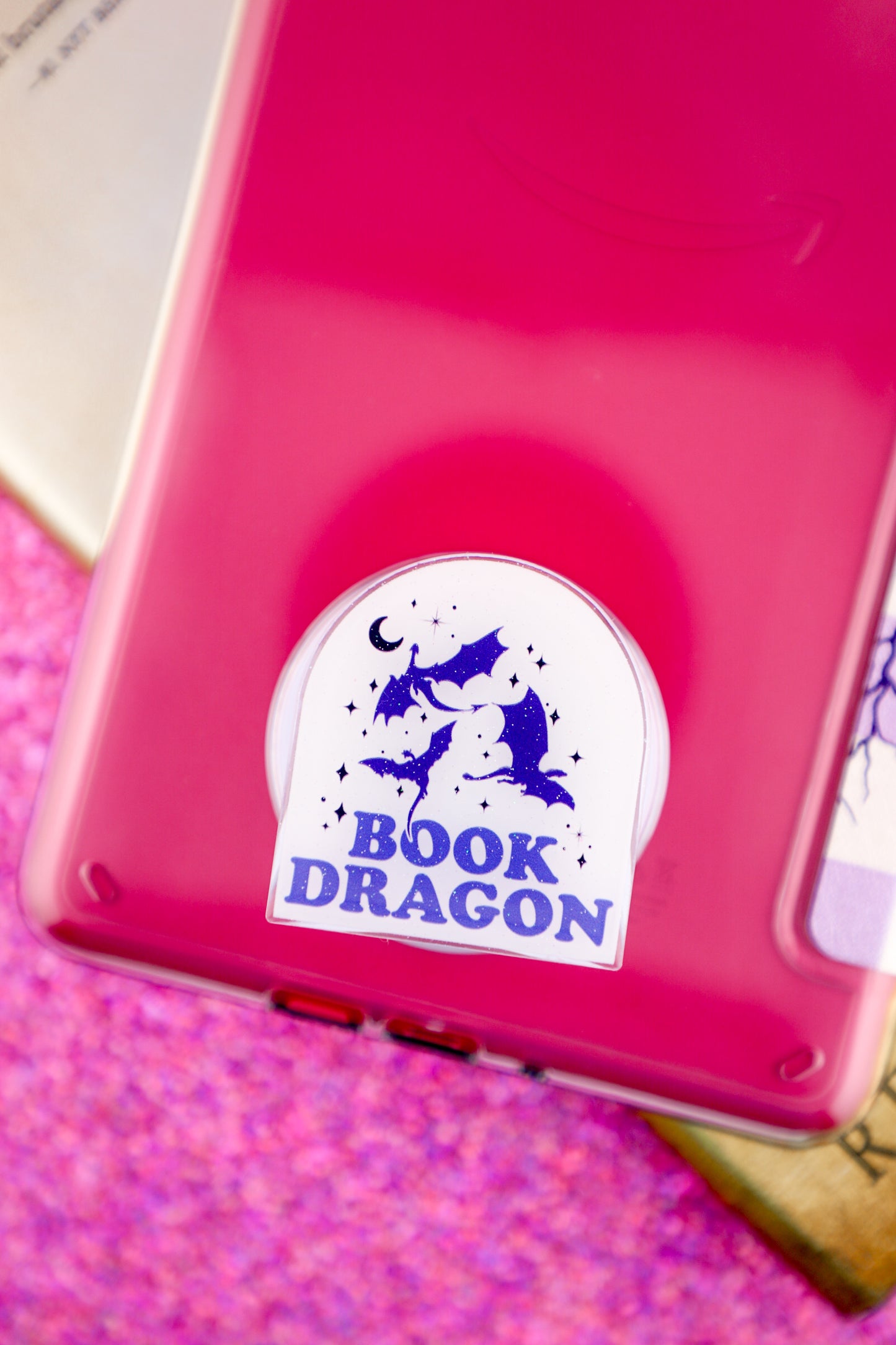 Book Dragon Glitter Phone Grip