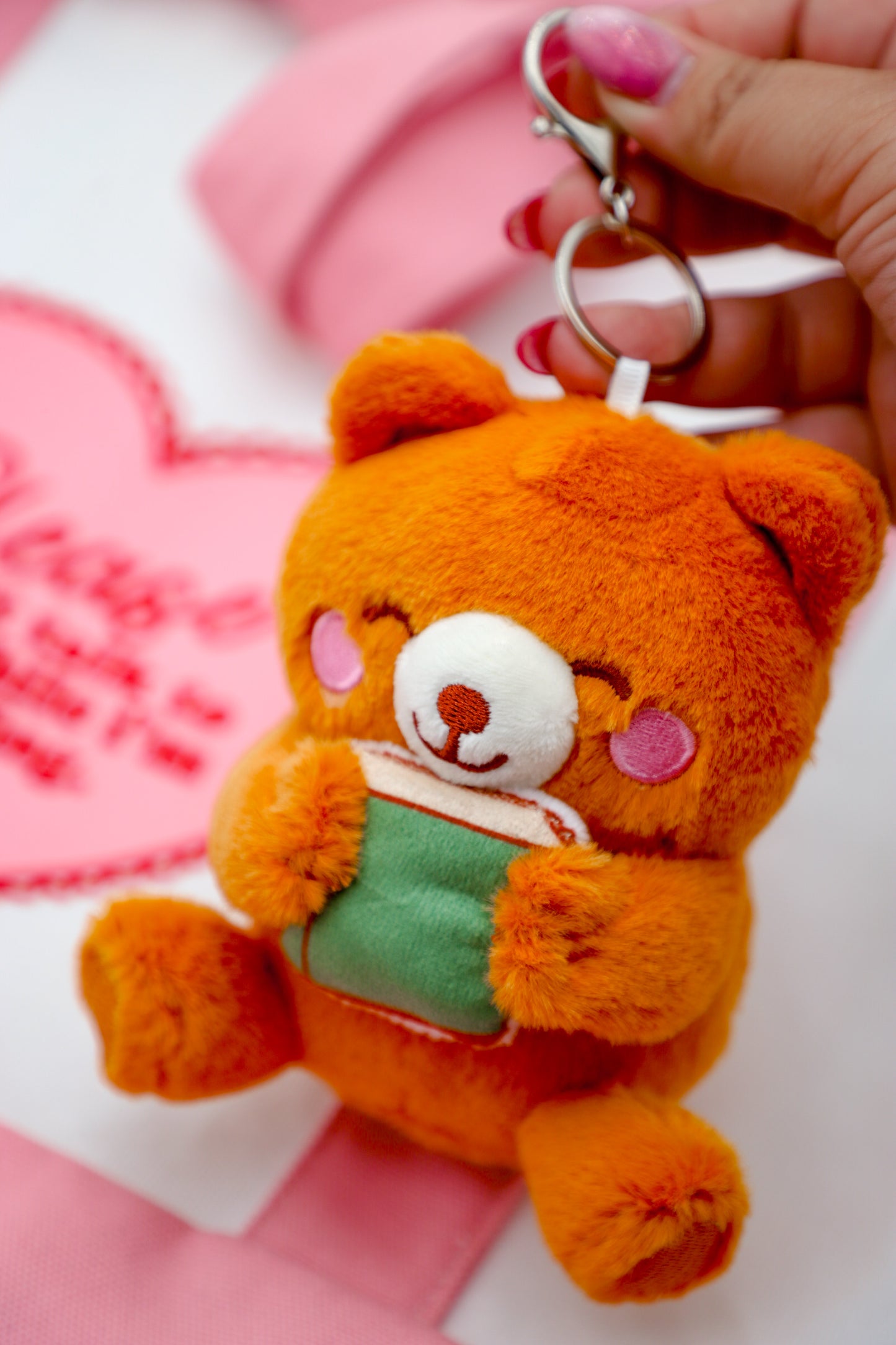 Bookish Teddy Bear Keychain Plushie