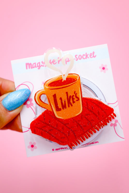 Small Town Coffee to Go Glitter MagSafe Phone Grip