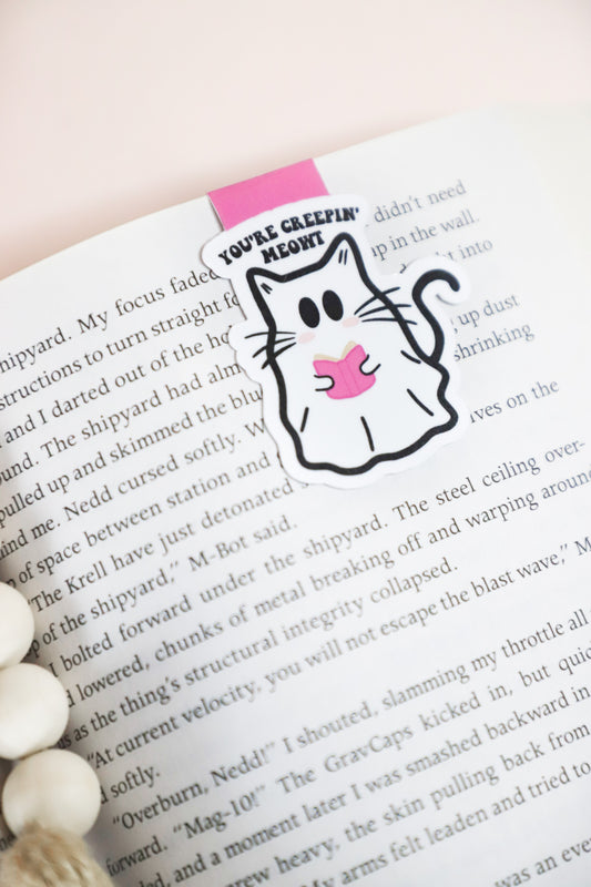 You're Creepin Meowt Ghost Cat Magnetic Bookmark