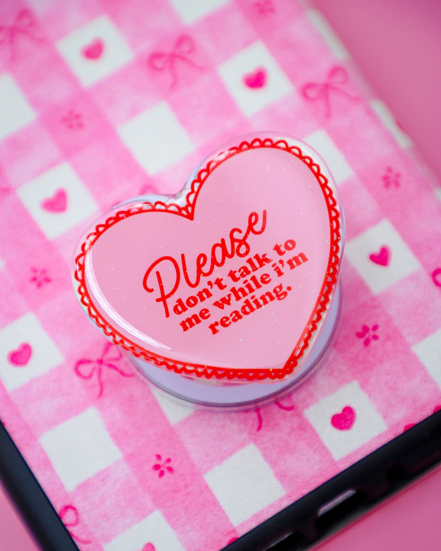 Please Don't Talk to Me While I'm Reading Glitter MagSafe Phone Grip