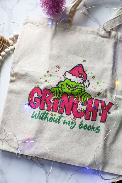 Grinchy Without My Books Canvas Bag