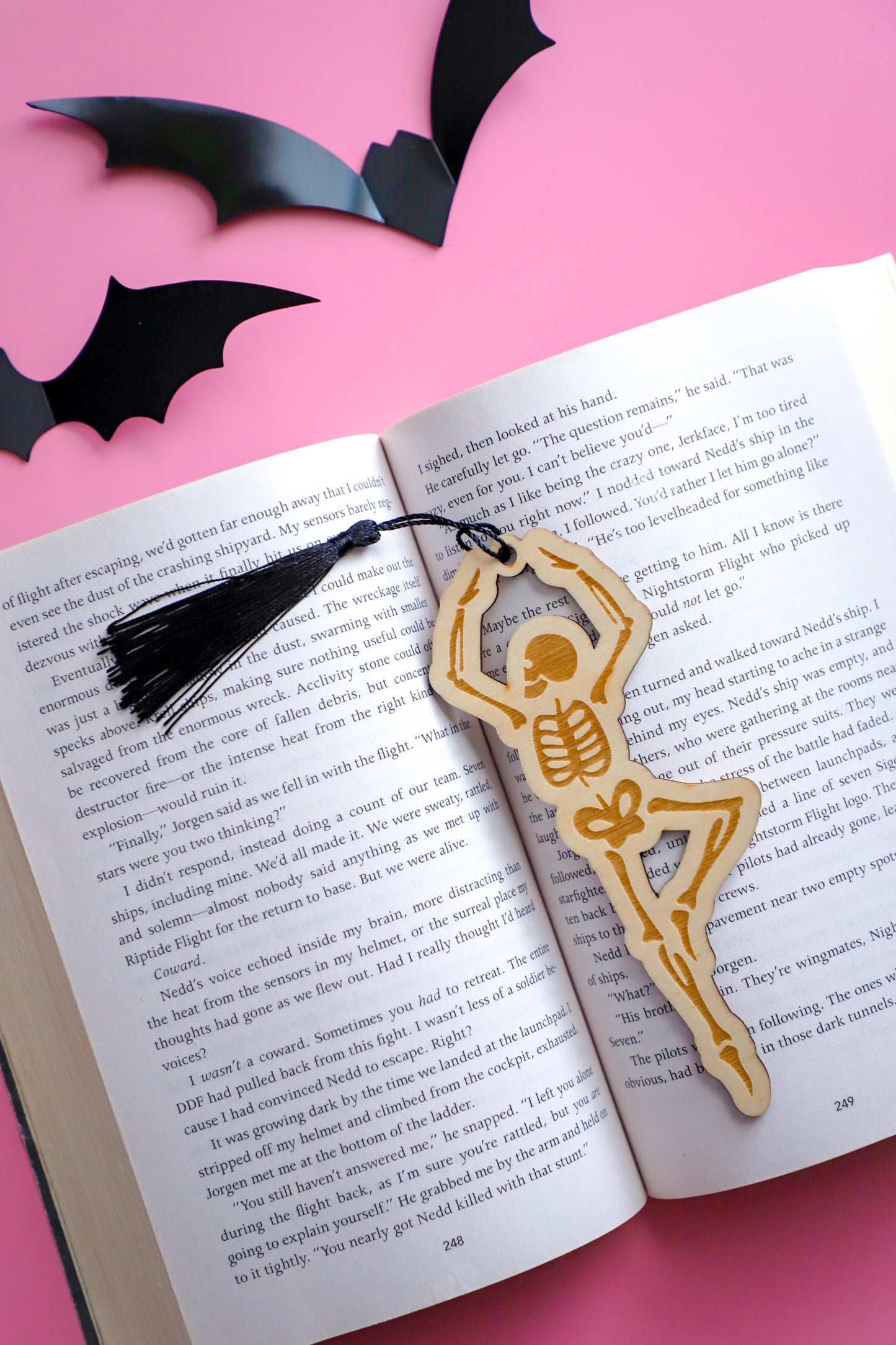 Dancing Skeleton Wooden Bookmark