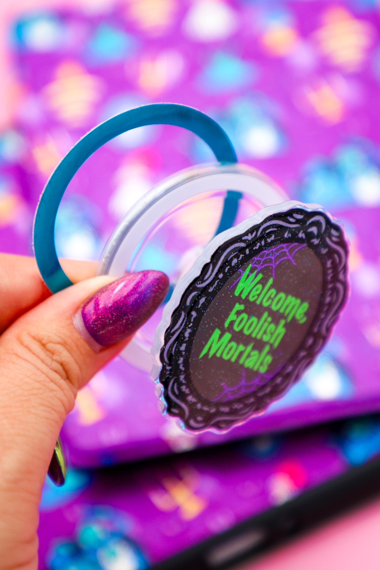Welcome Foolish Mortals Glitter MagSafe Phone Grip