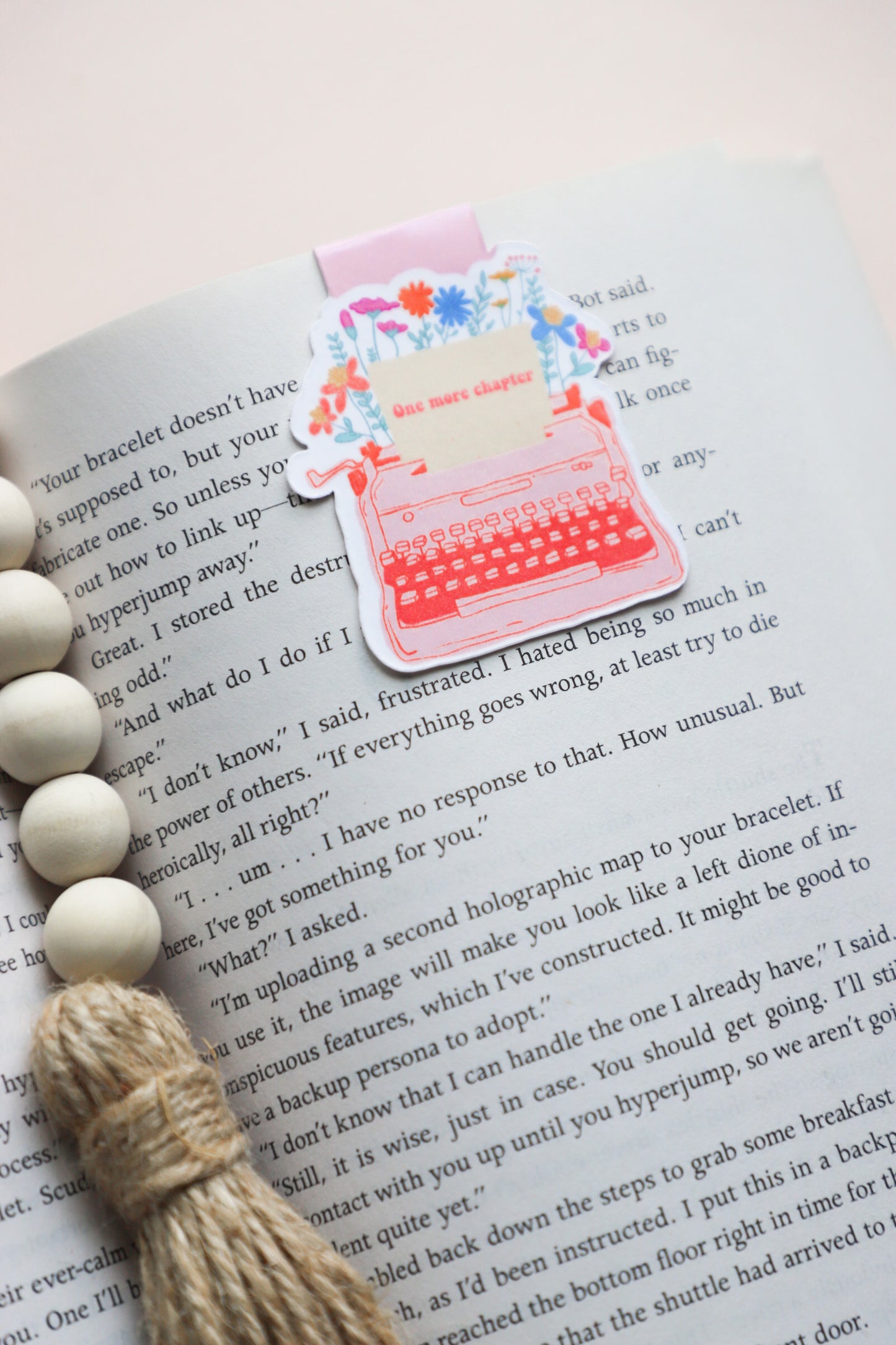 One More Chapter Typewriter Pink Magnetic Bookmark