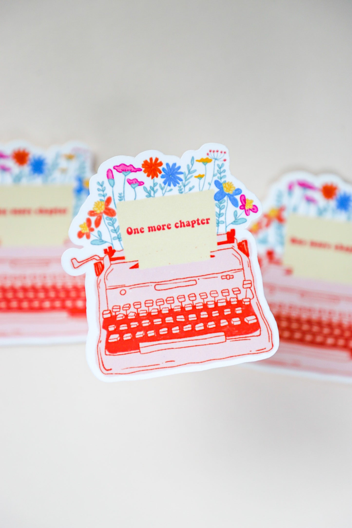 Pink One More Chapter Typewriter Sticker