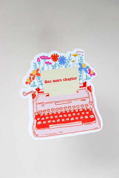 Pink One More Chapter Typewriter Sticker