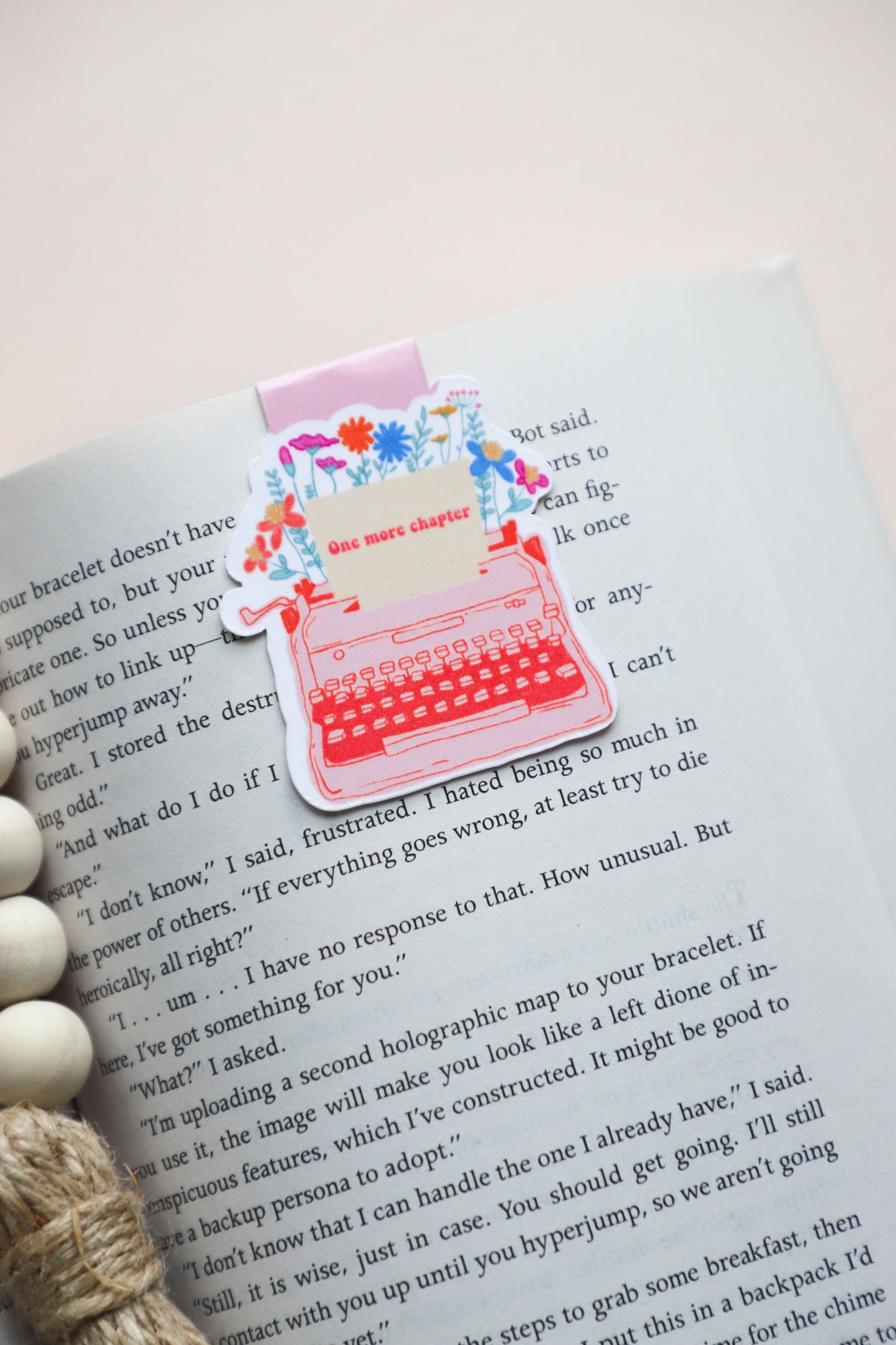One More Chapter Typewriter Pink Magnetic Bookmark